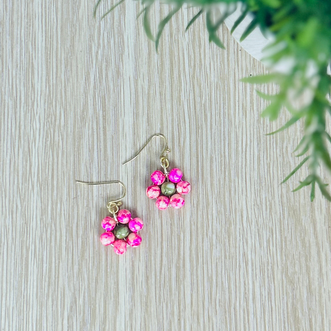 'Daisy Daisy' Beaded Flower Earrings Gold & Rose Gold