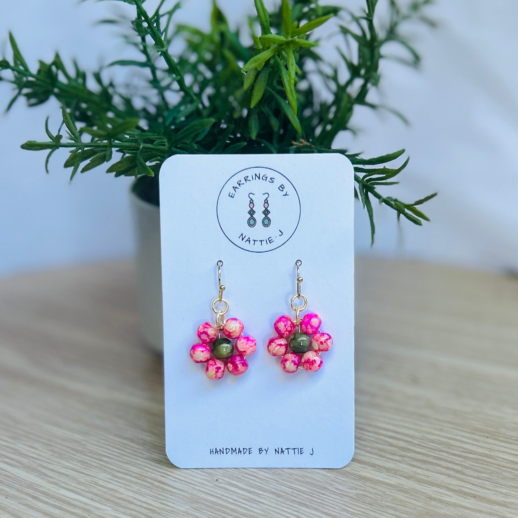 'Daisy Daisy' Beaded Flower Earrings Gold & Rose Gold