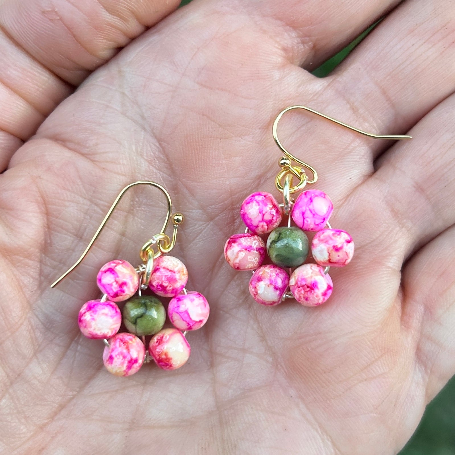 'Daisy Daisy' Beaded Flower Earrings Gold & Rose Gold