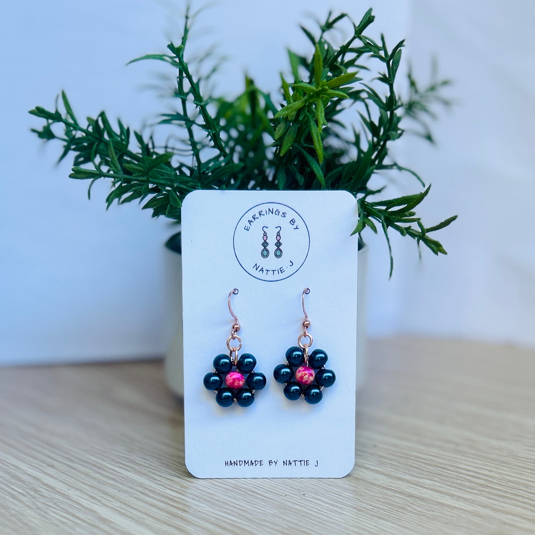 'Daisy Daisy' Beaded Flower Earrings Gold & Rose Gold