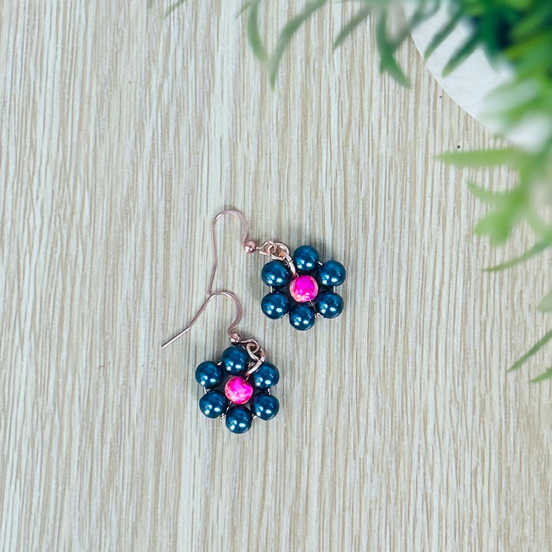 'Daisy Daisy' Beaded Flower Earrings Gold & Rose Gold