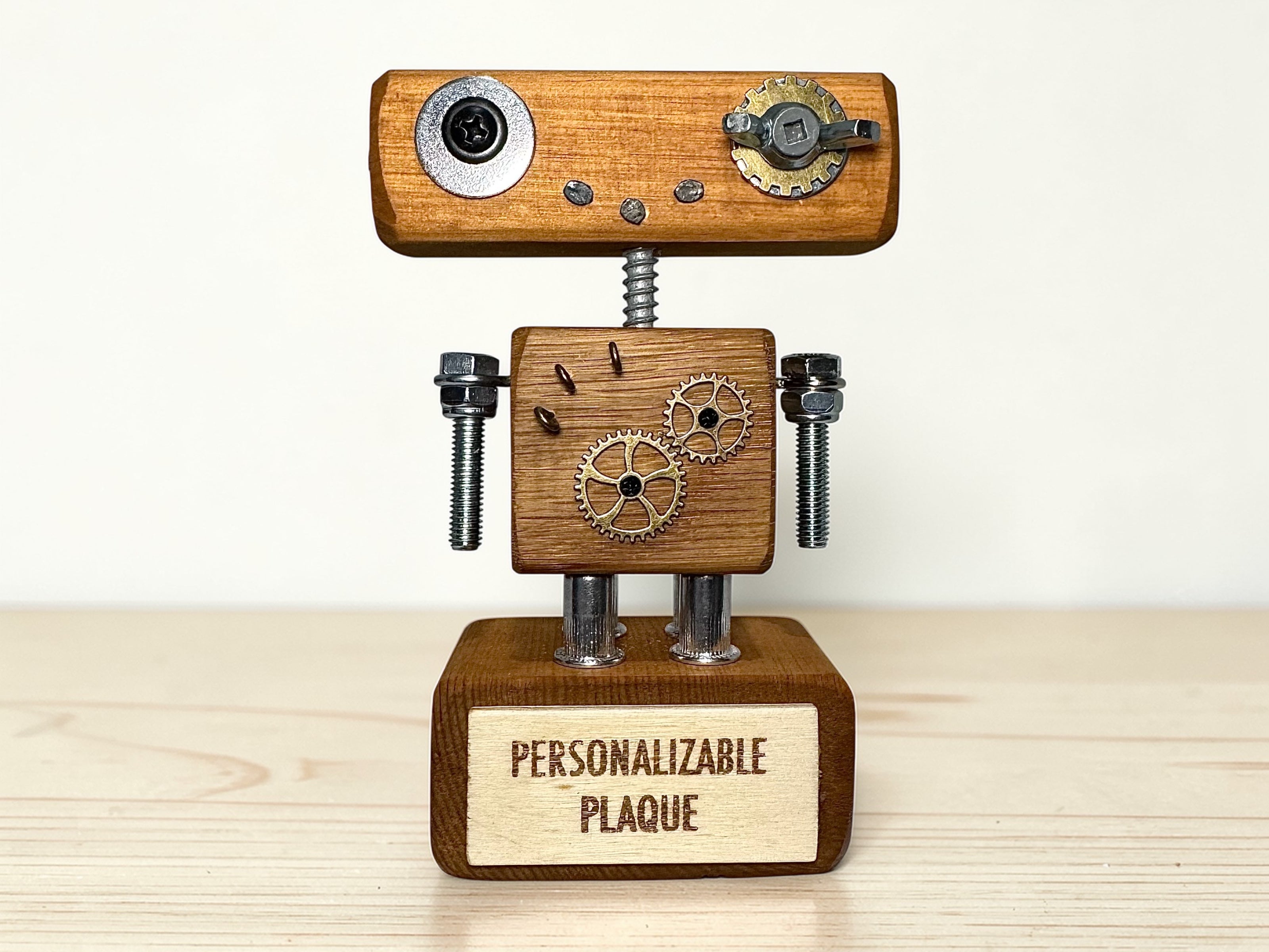 Rupertus - Wooden Steampunk Robot Trophy (Customisable)