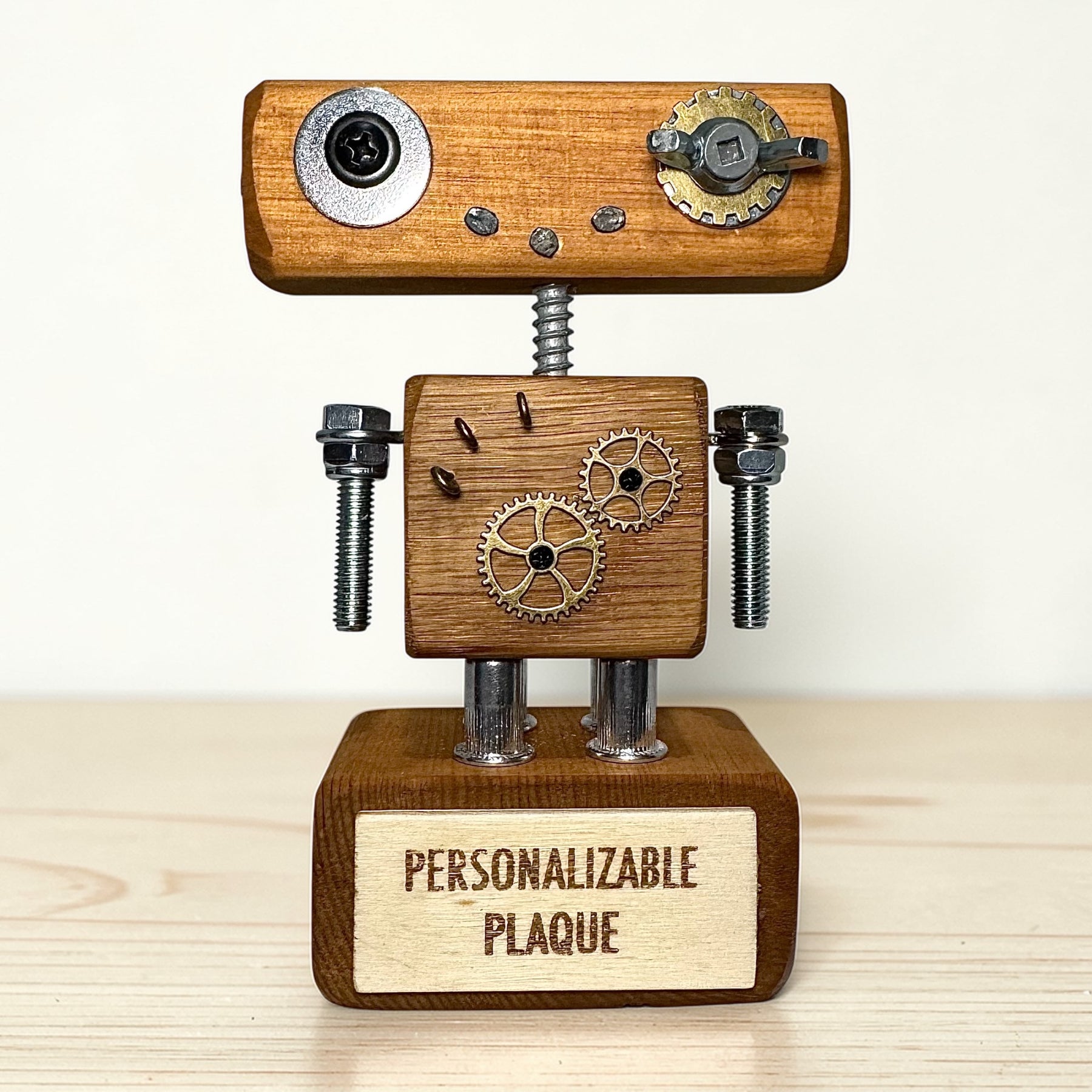 Rupertus - Wooden Steampunk Robot Trophy (Customisable)