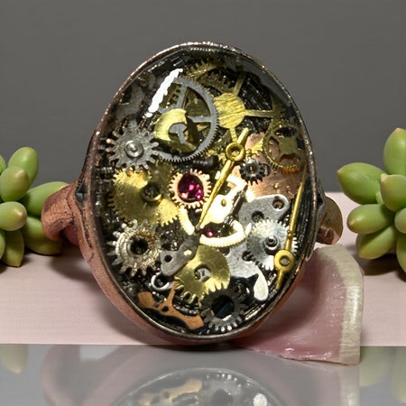 Steampunk Watch Parts Oval Ladies Ring