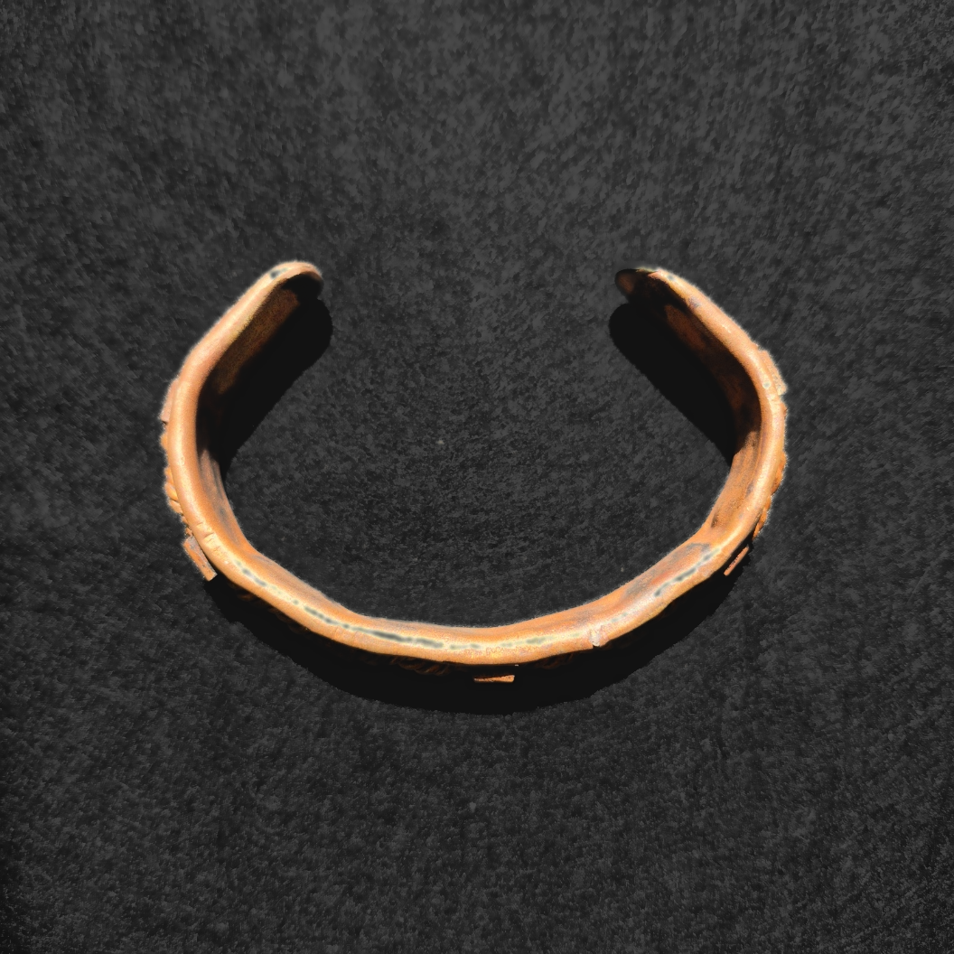 Handmade Leather-Look Copper Cuff Bracelet B015