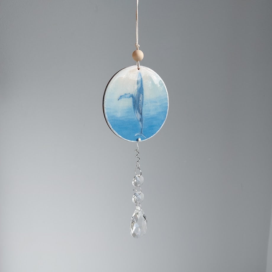 Humpback Whale Art, Crystal Suncatcher, Wall Window Hanging