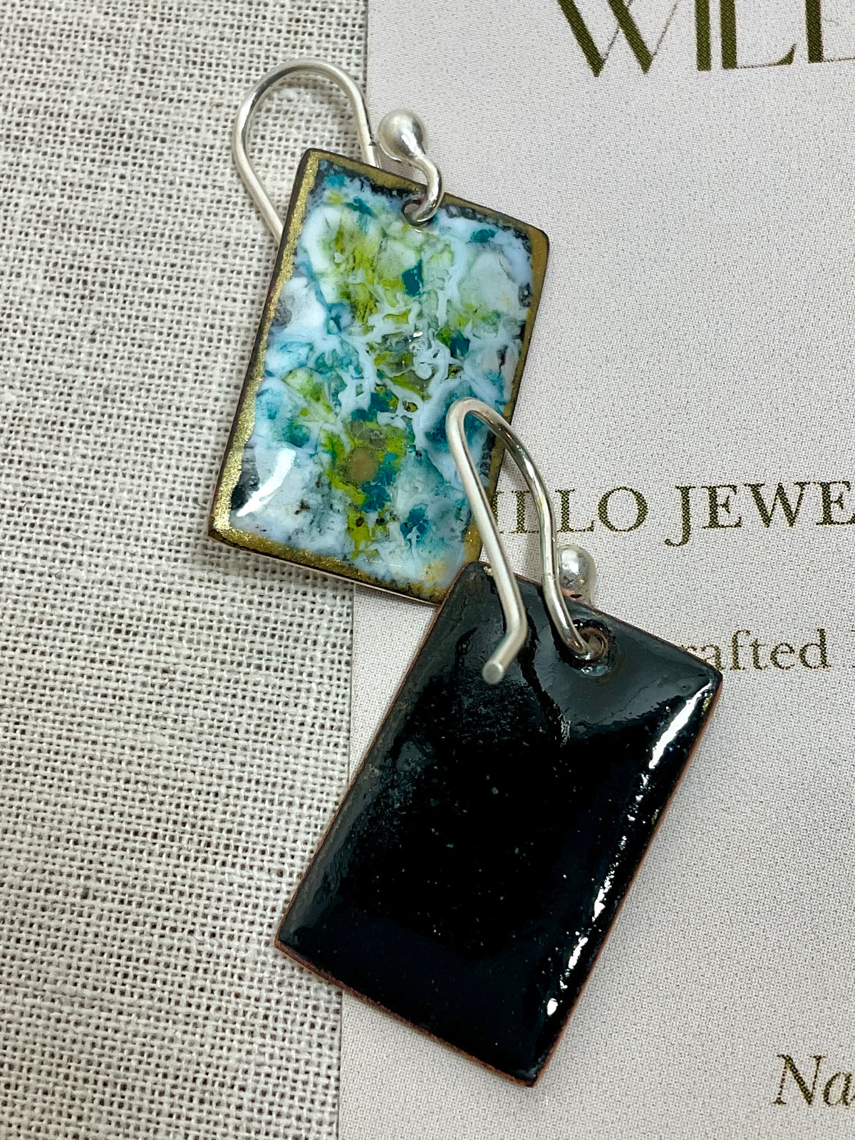 Blue, green and gold abstract. Hand made