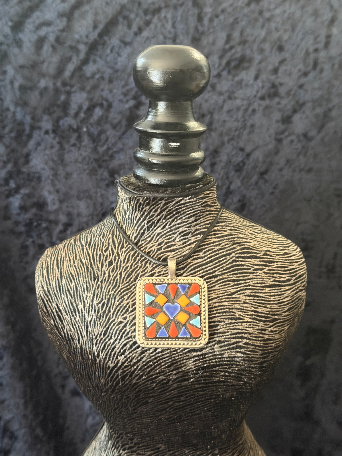 Mosaic Square Silver Pendant