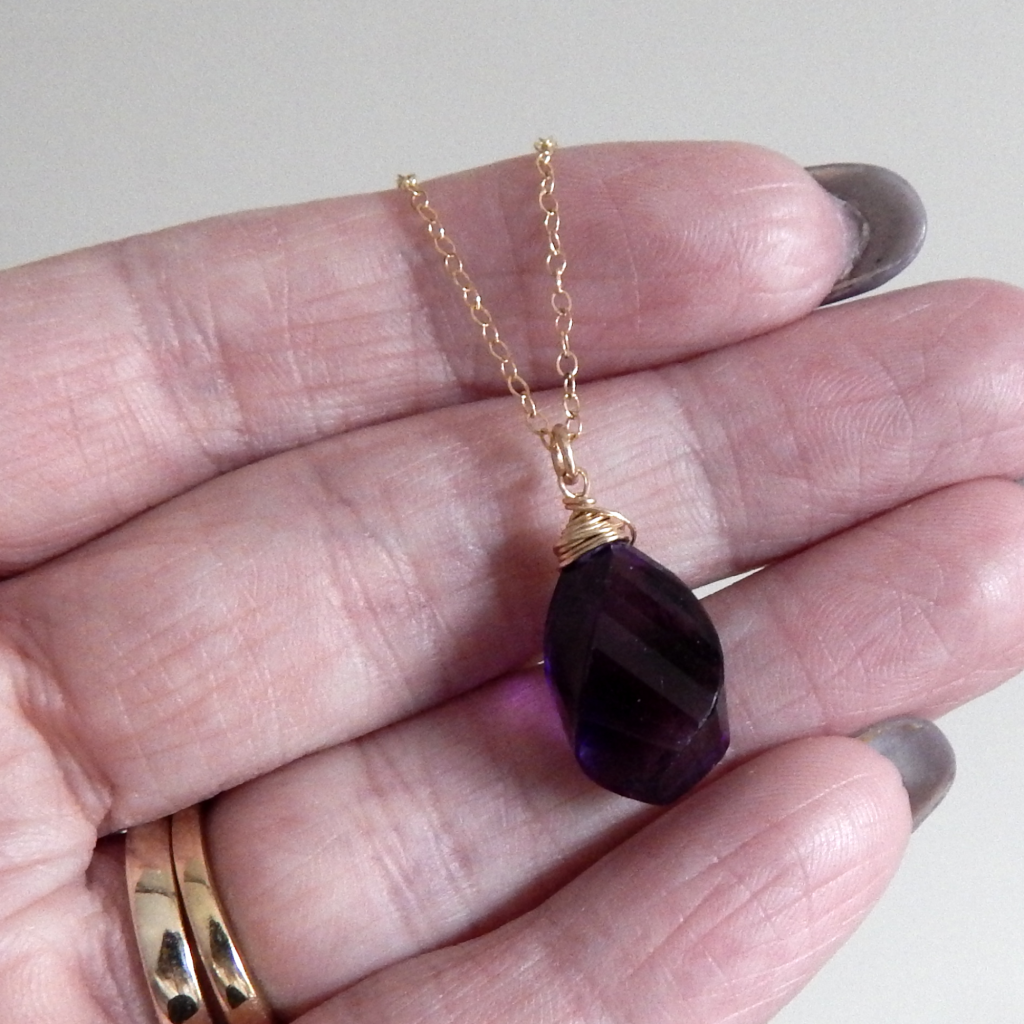 Amethyst Necklace,African Amethyst Twist Necklace,February Birthday