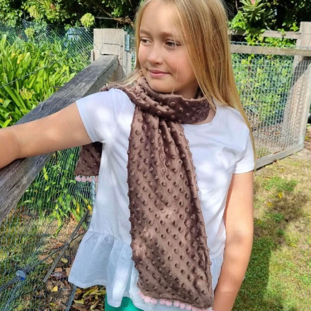 Girls' Minky Dot Scarf - Pastel Pink, Brown or White