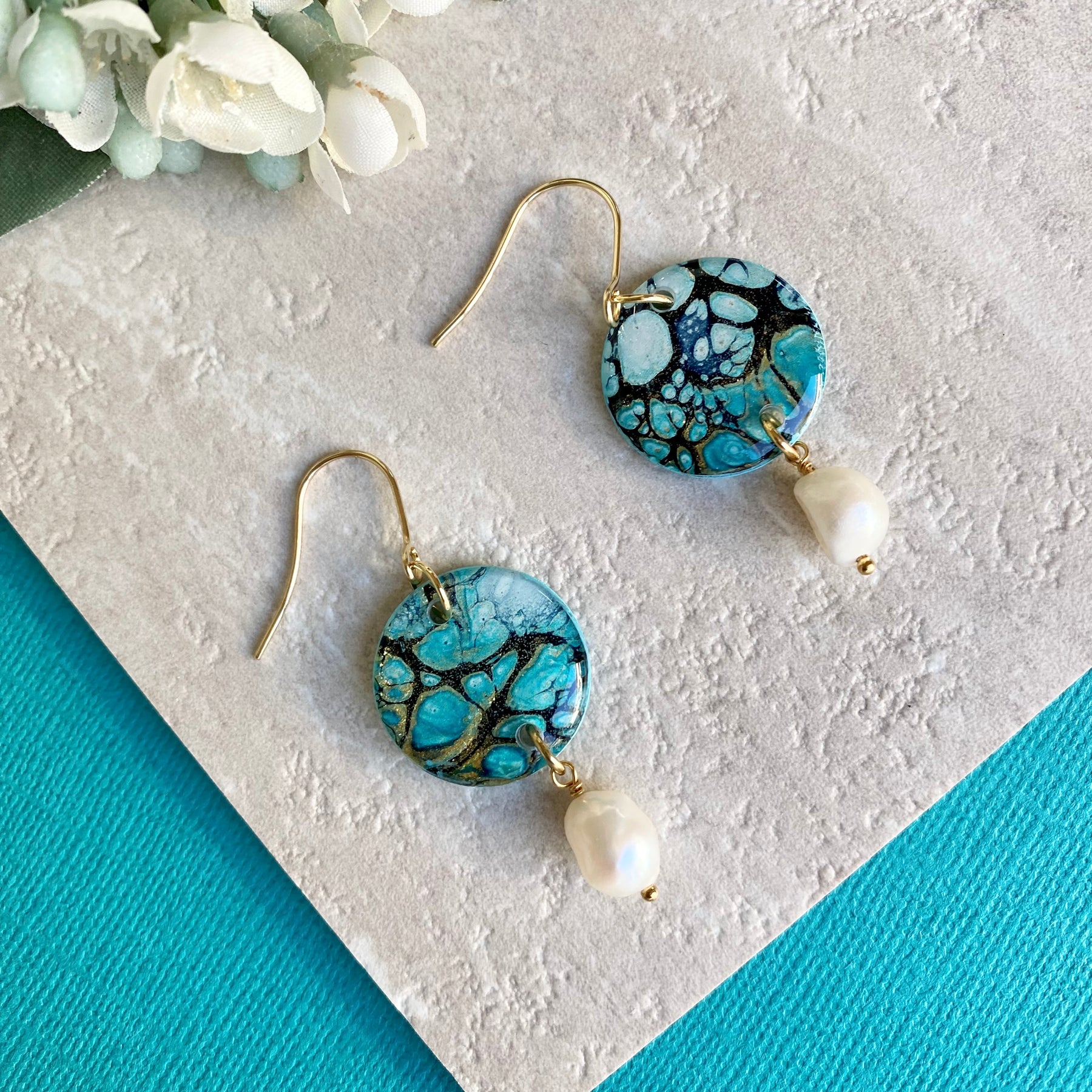 Artisan Earrings with Freshwater Pearls