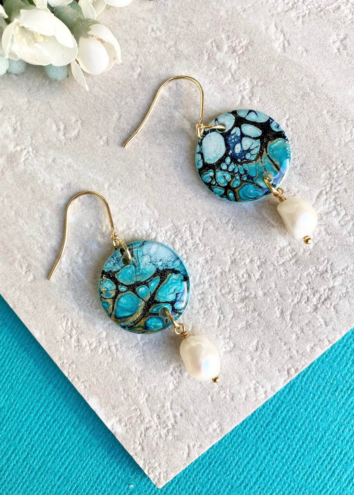 Artisan Earrings with Freshwater Pearls