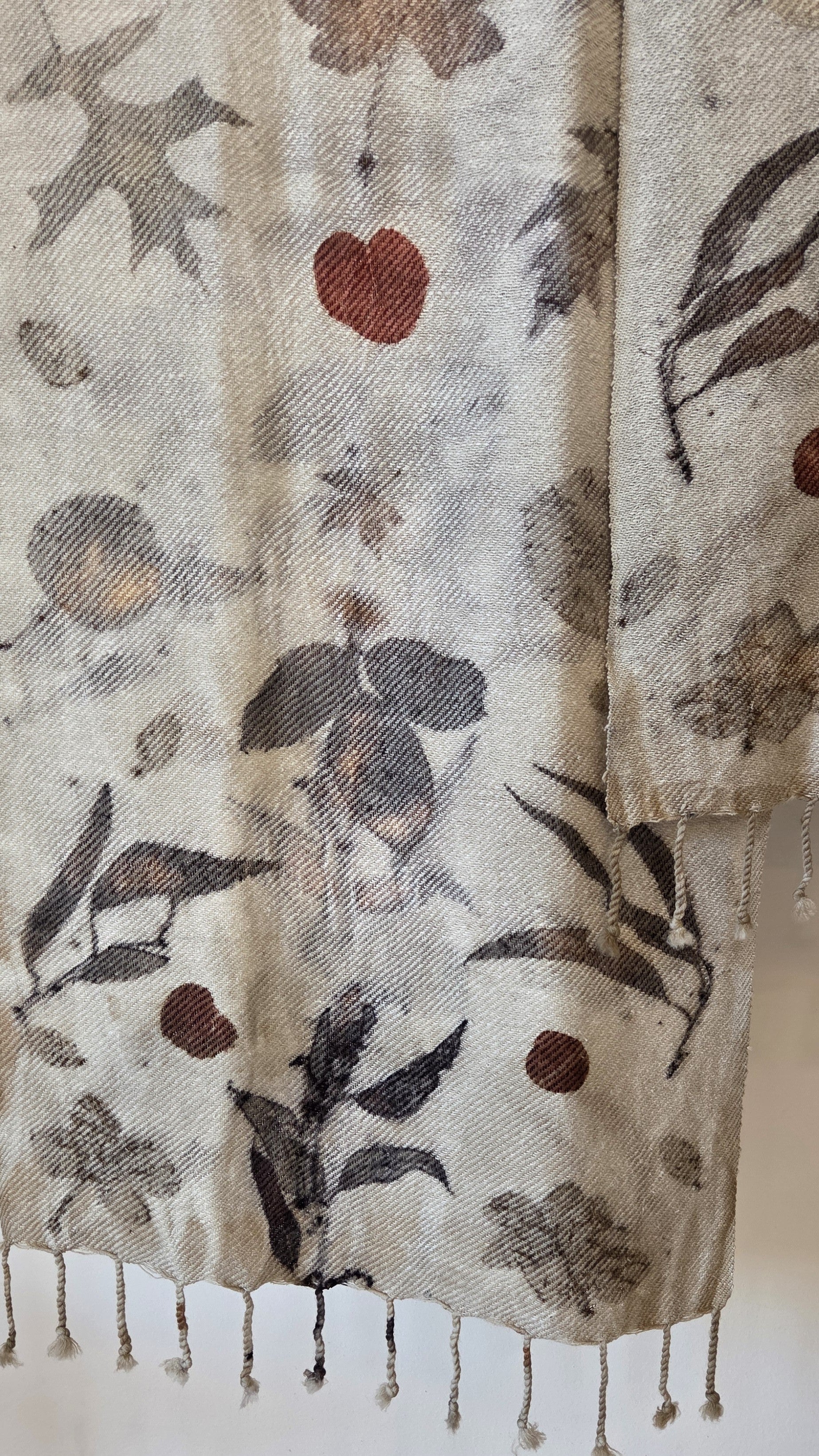 The Olive - Silk/Wool Blend  Ecoprint Scarf/Wrap