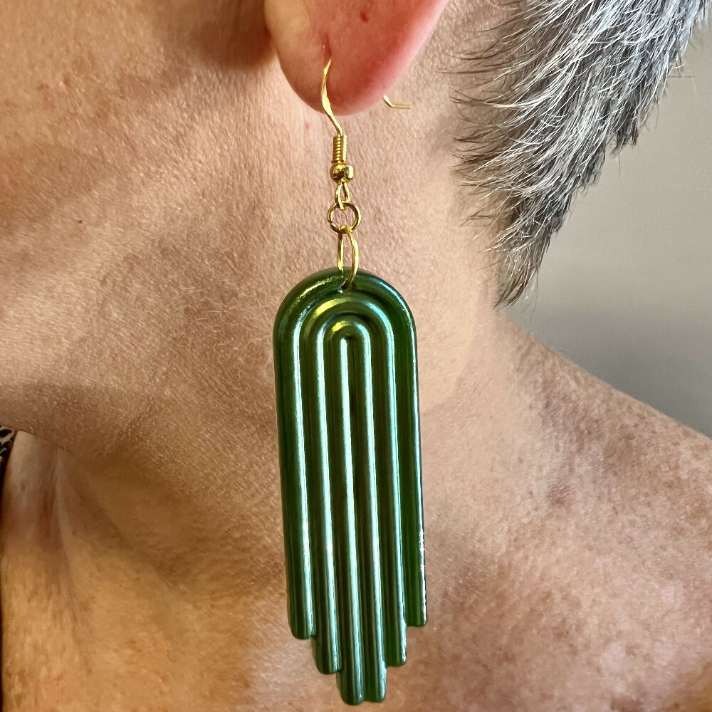 Abridged Green Gold Sheen Earrings