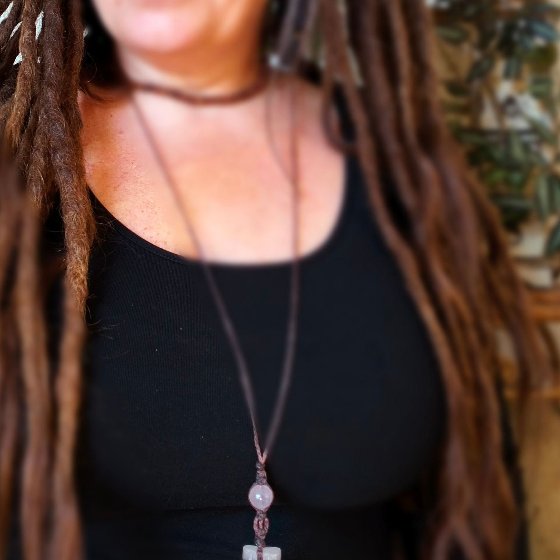 •| SELENITE | ROSE QUARTZ |• natural crystal necklace