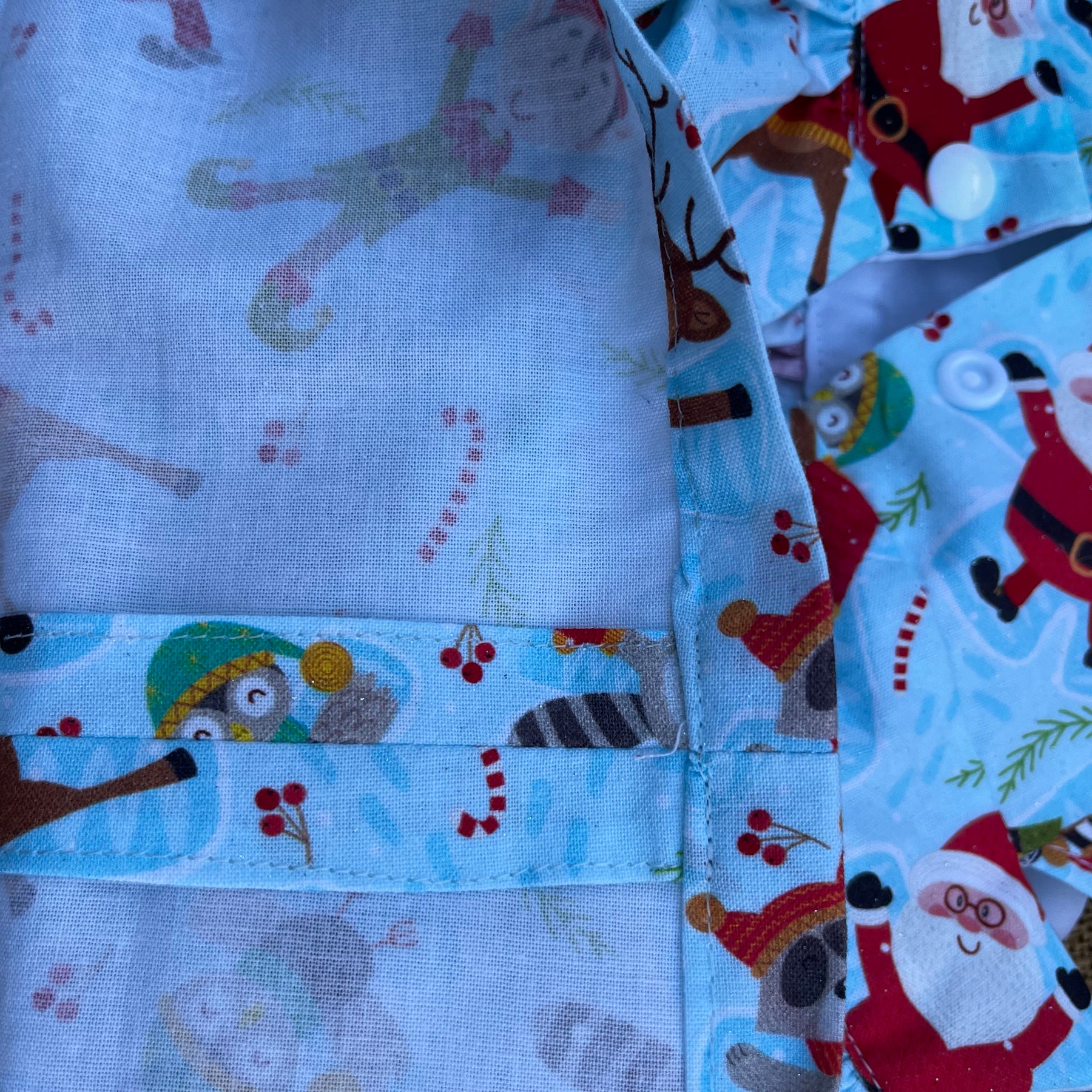 Christmas Pinafore Dress | Handmade Toddler Girls Outfit | Funky Santa and Elves
