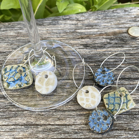 Ceramic Wine Glass Charms / Handmade Pottery