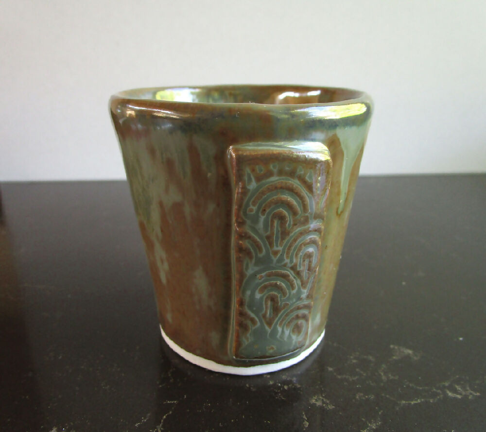 small glossy brown espresso cup - Julie Ann Smith - Australia