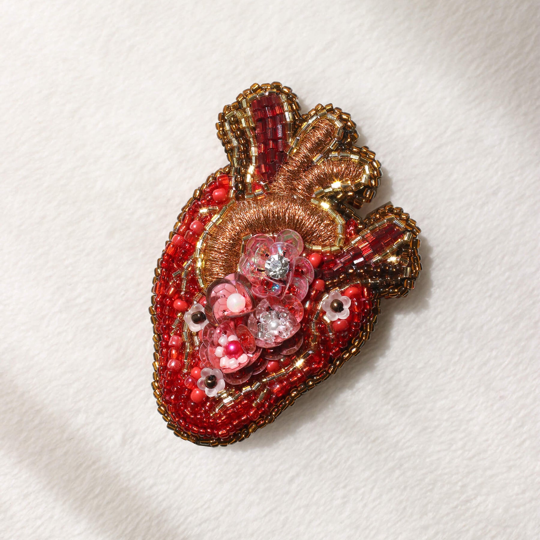 Sacred Heart Embroidered Brooch