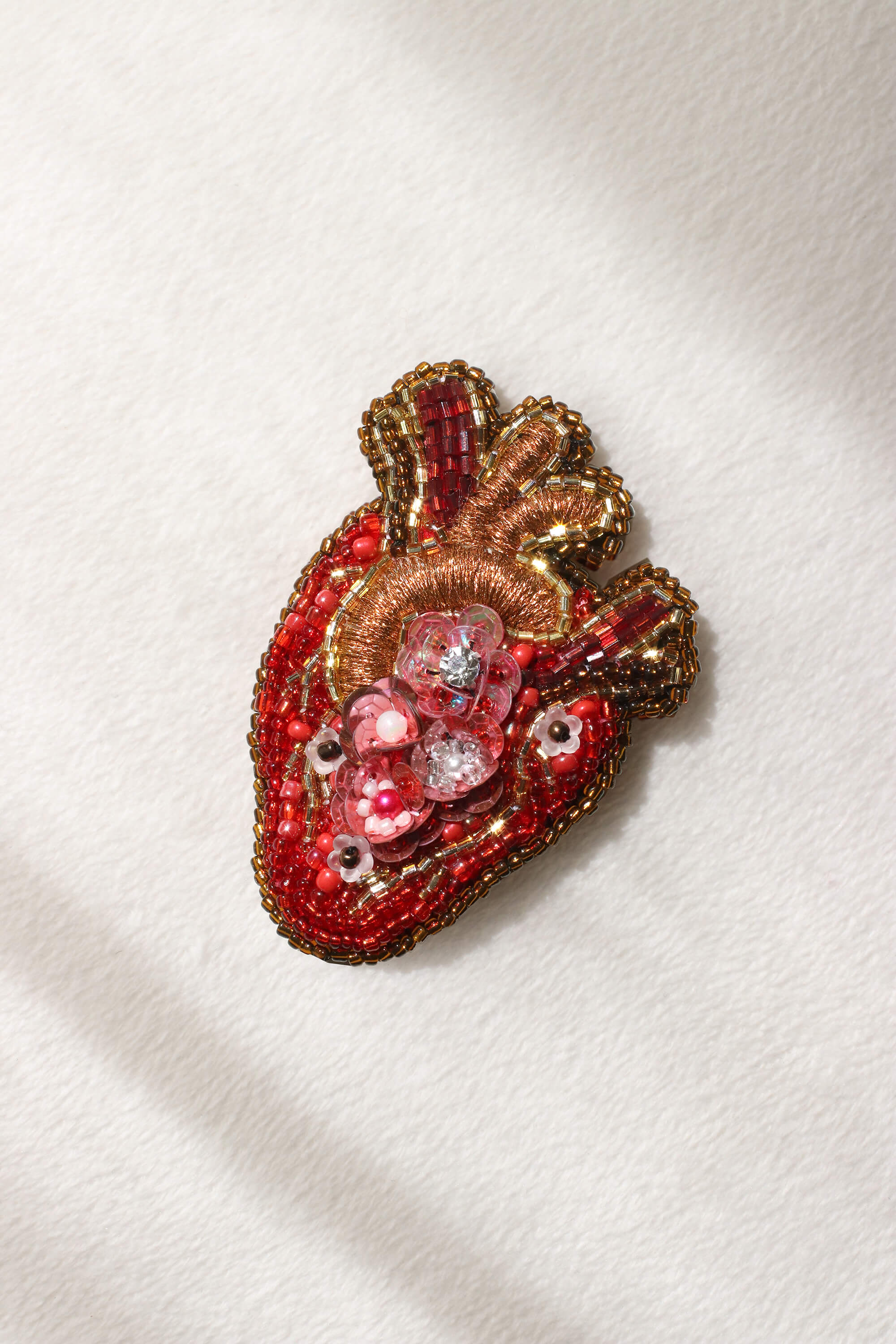 Sacred Heart Embroidered Brooch