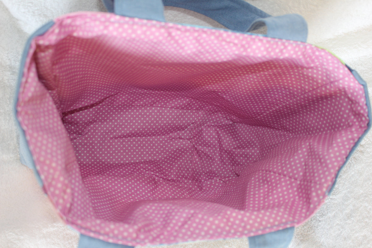 'UNDER THE SEA' TOTE BAG - LIGHT BLUE DENIM - FLAT HANDLES