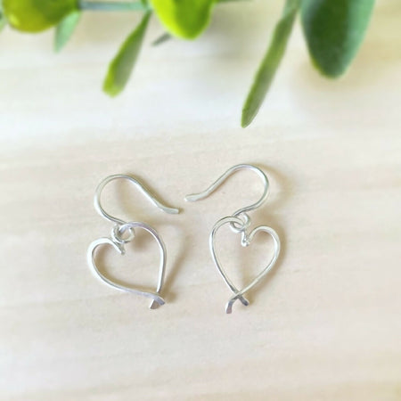 Beautiful Wire-Worked Cold Forged 925 Sterling Silver Heart Earrings and Pendants