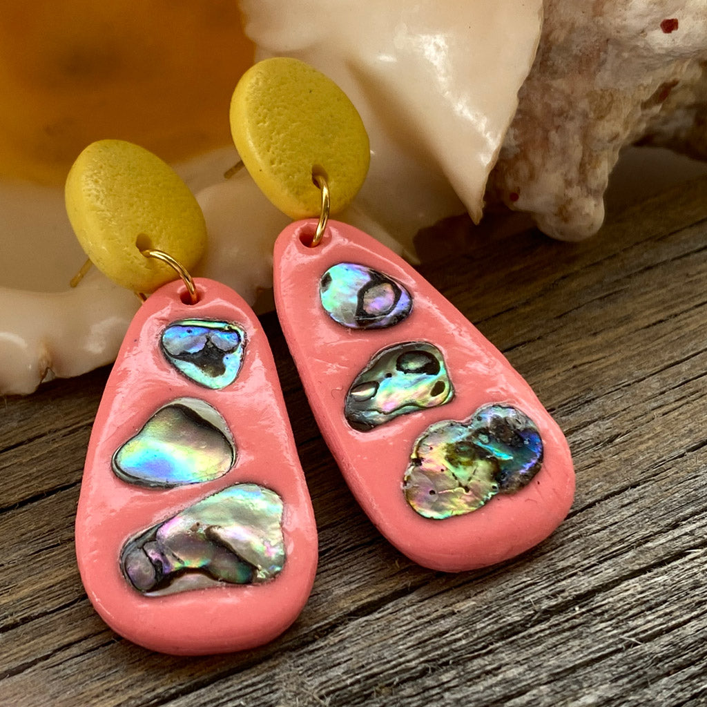 Polymer clay with Abalone Shell Earrings