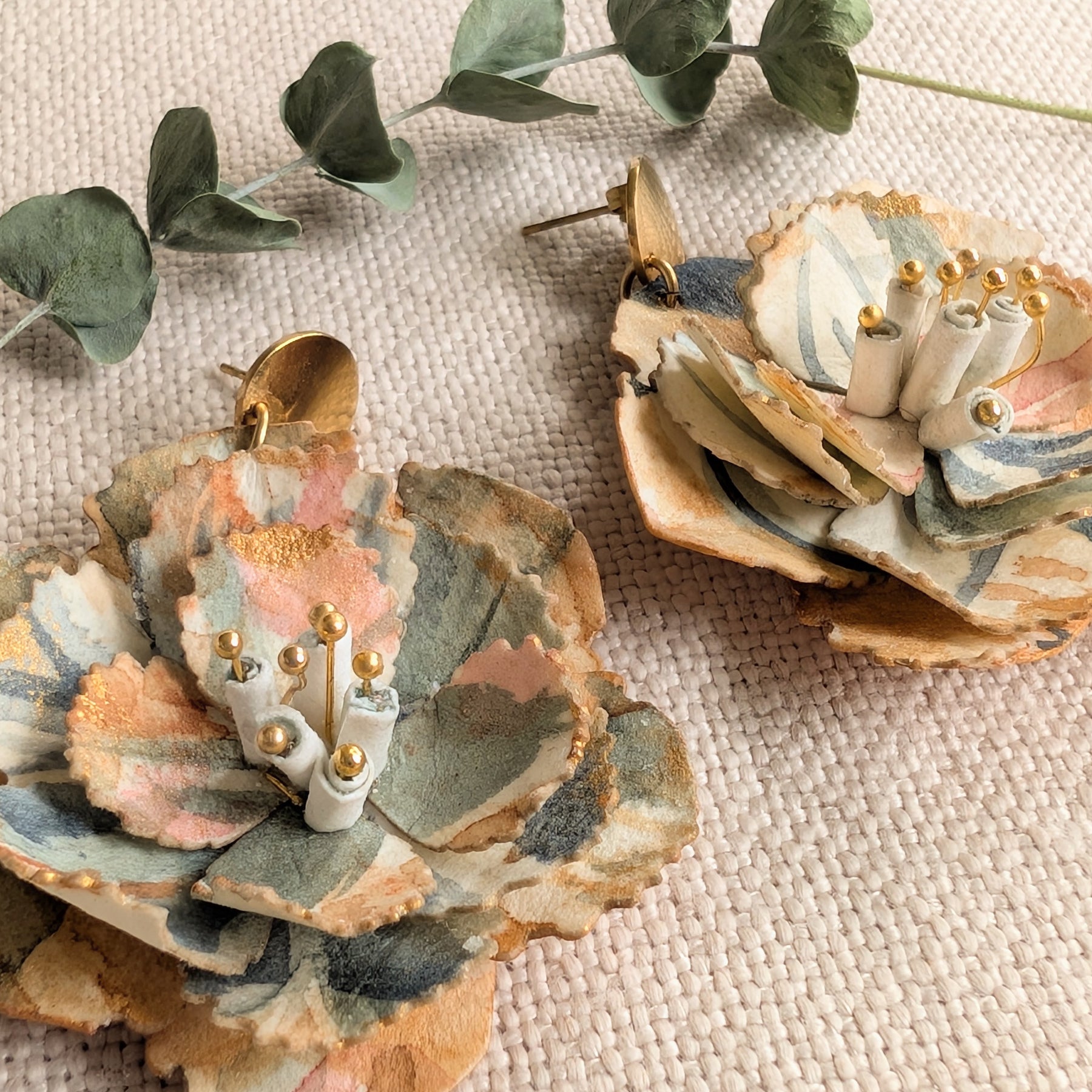 Autumn Bloom Floral Statement Earrings - Made to Order