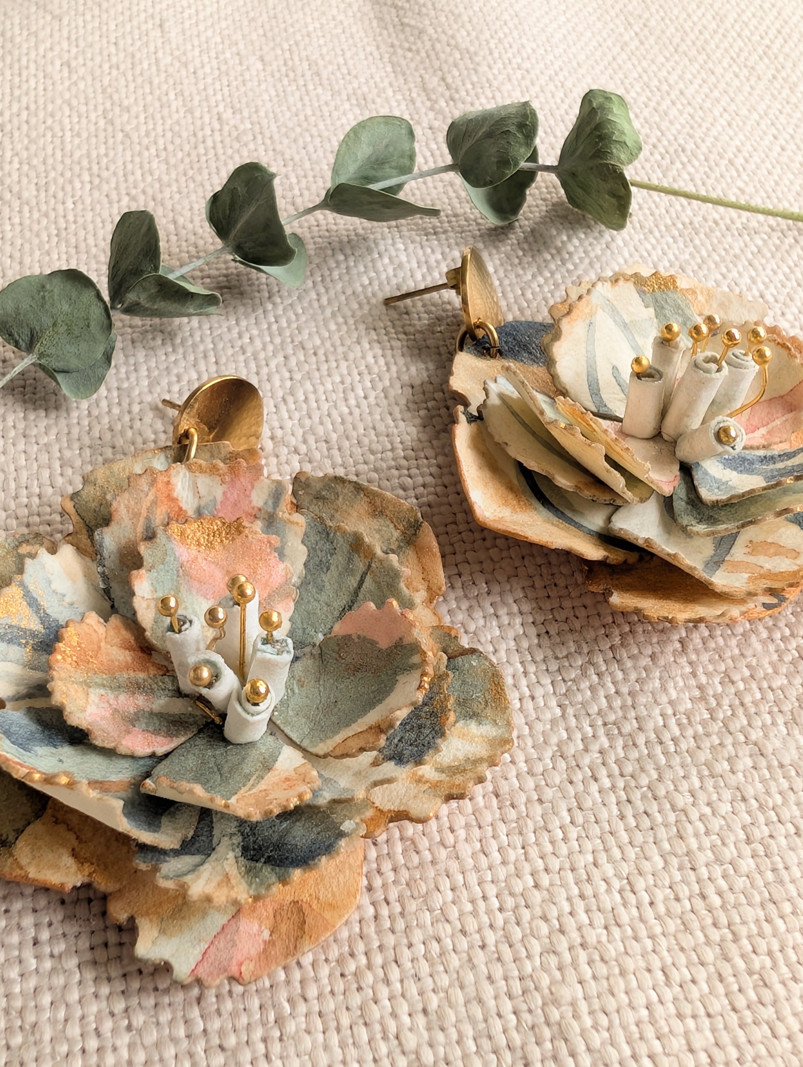 Autumn Bloom Floral Statement Earrings - Made to Order