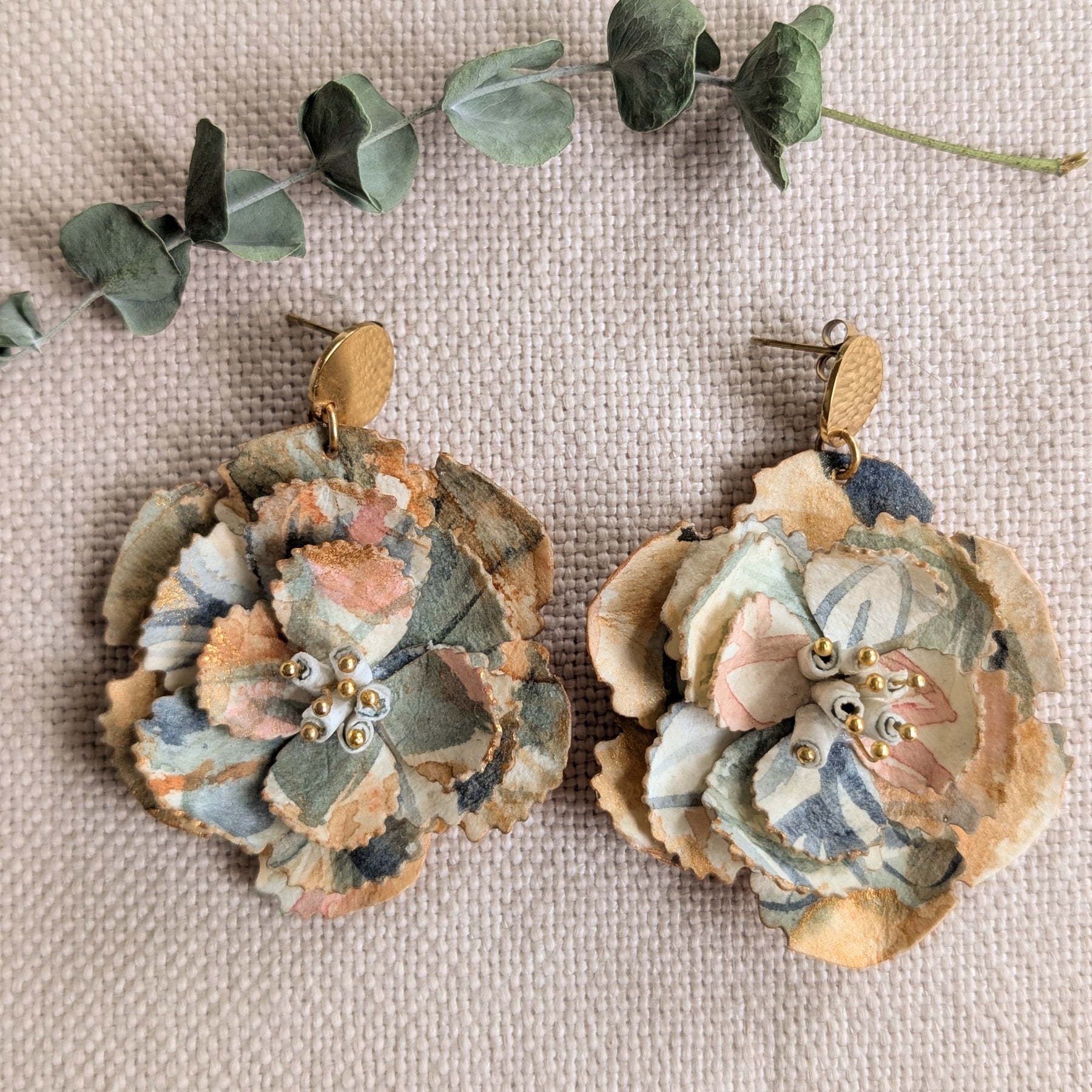 Autumn Bloom Floral Statement Earrings - Made to Order