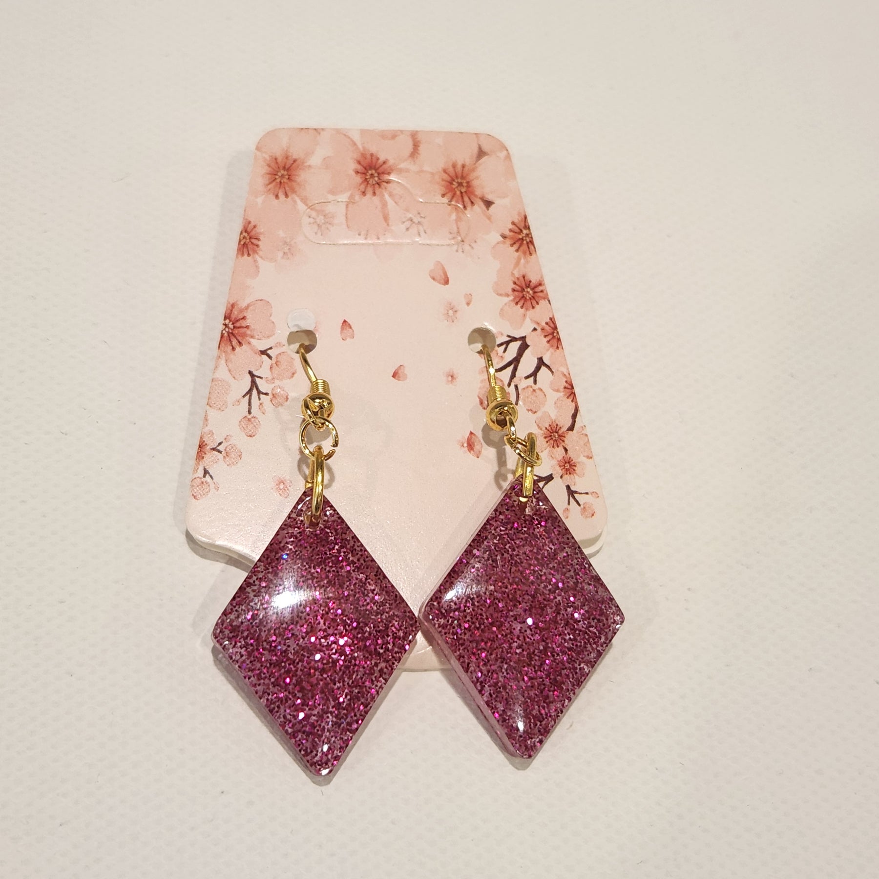 Pink sparkly diamond earrings