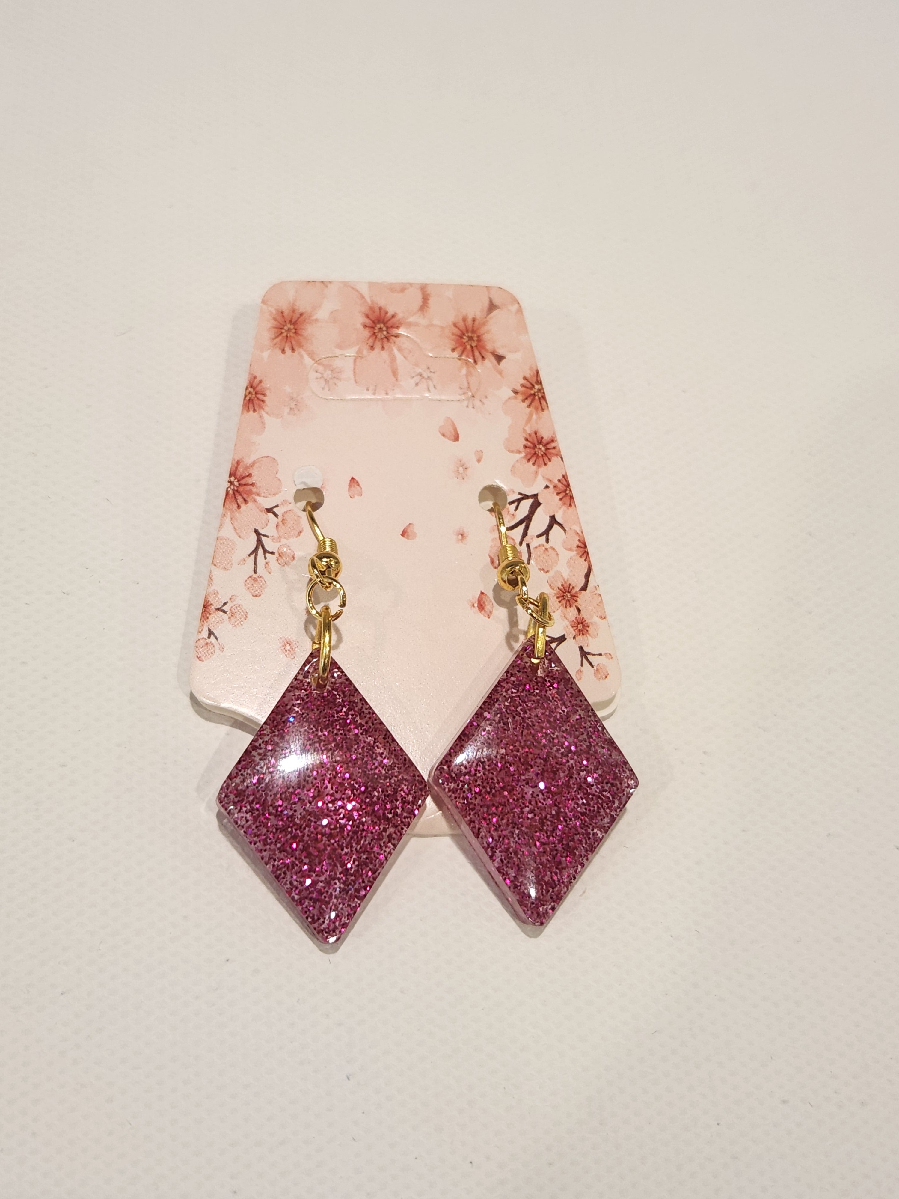 Pink sparkly diamond earrings