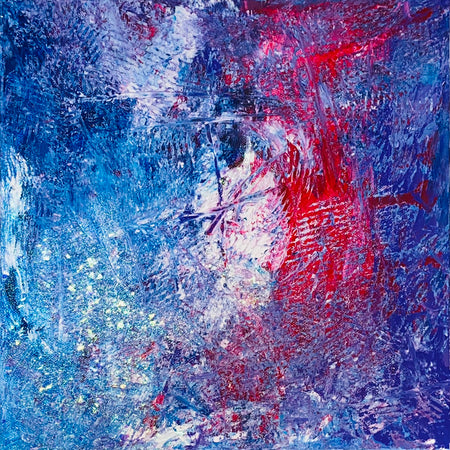 3D Abstract Acrylic Canvas Painting: Colorful Wall Art by Margo Humphries (30.5x30.5cm)