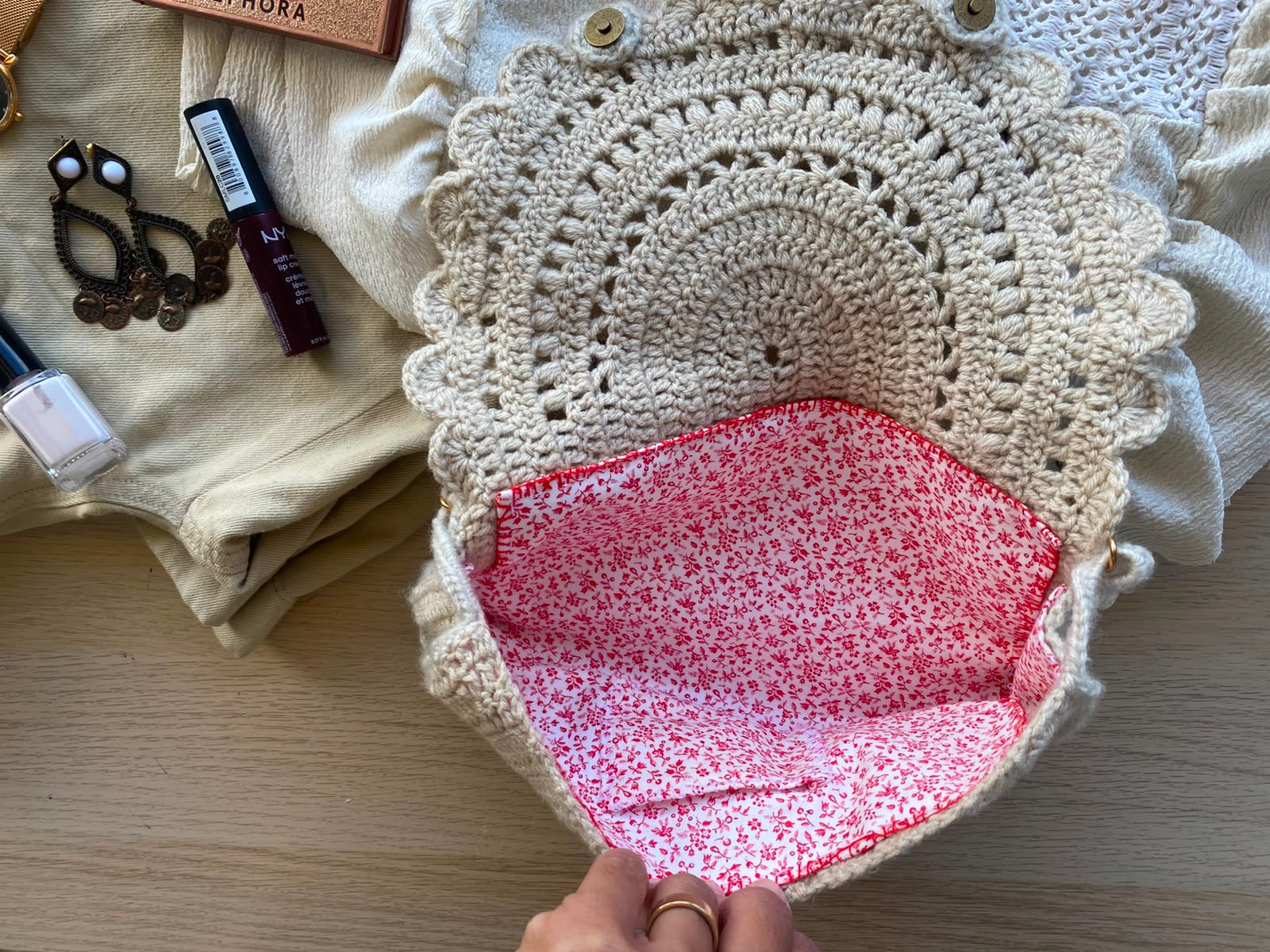 The Cream Mandala Shoulder Crocheted Bag
