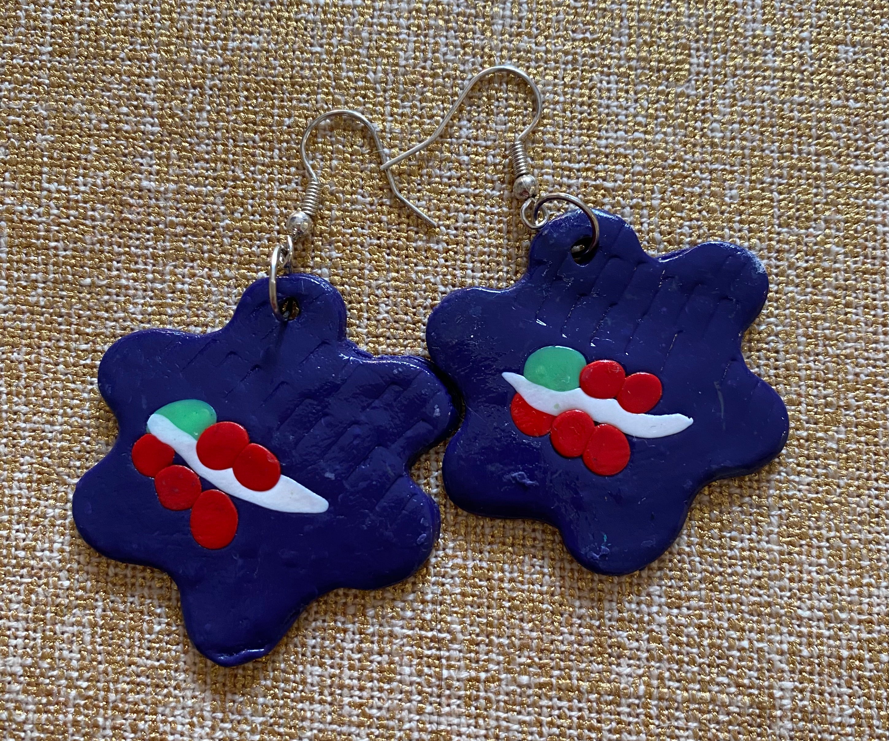 Polymer Clay Christmas Earrings - Handmade One of A Kind Earrings