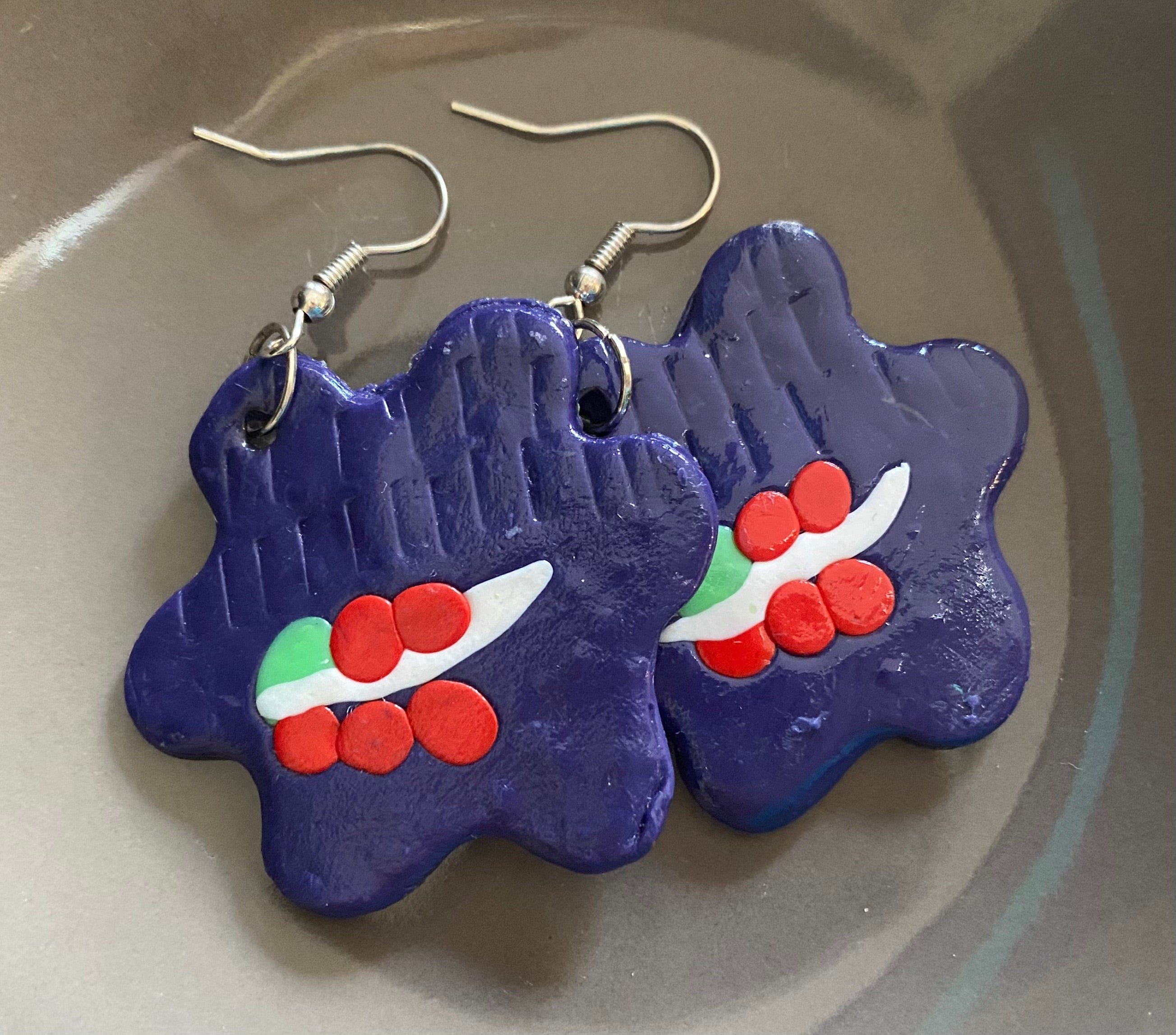Polymer Clay Christmas Earrings - Handmade One of A Kind Earrings