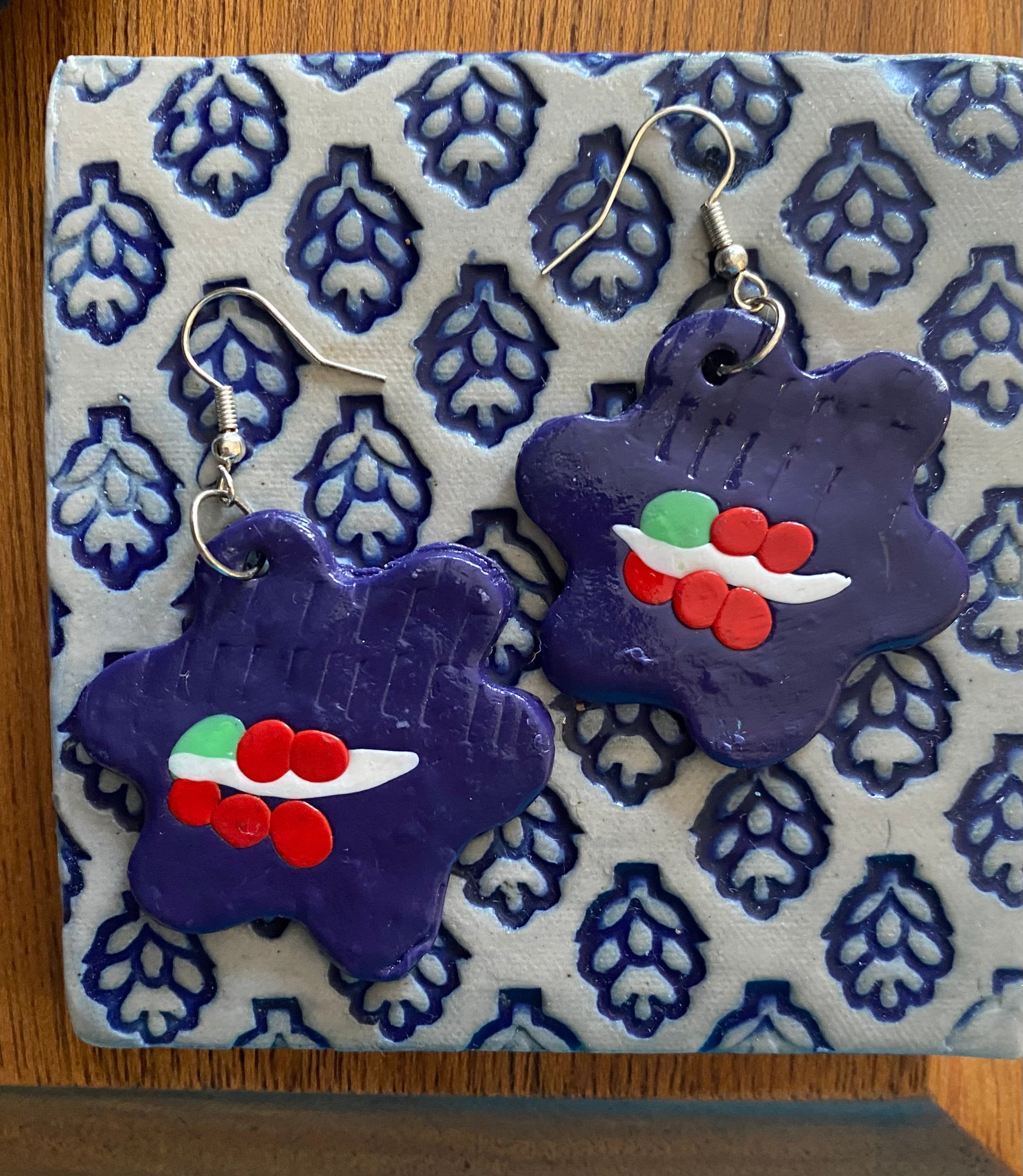 Polymer Clay Christmas Earrings - Handmade One of A Kind Earrings