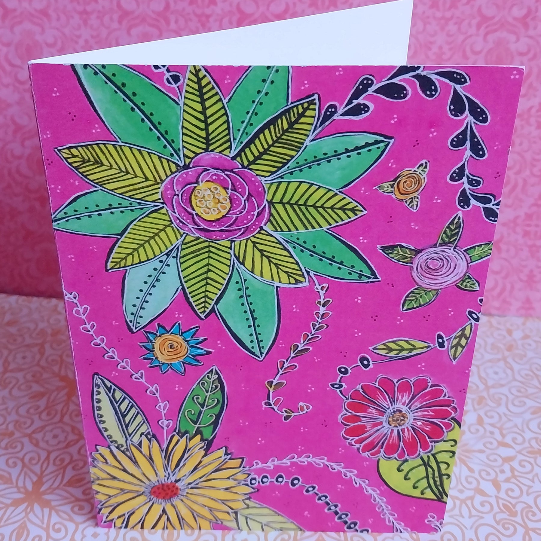 Blooms in Pink Blank Greeting Card