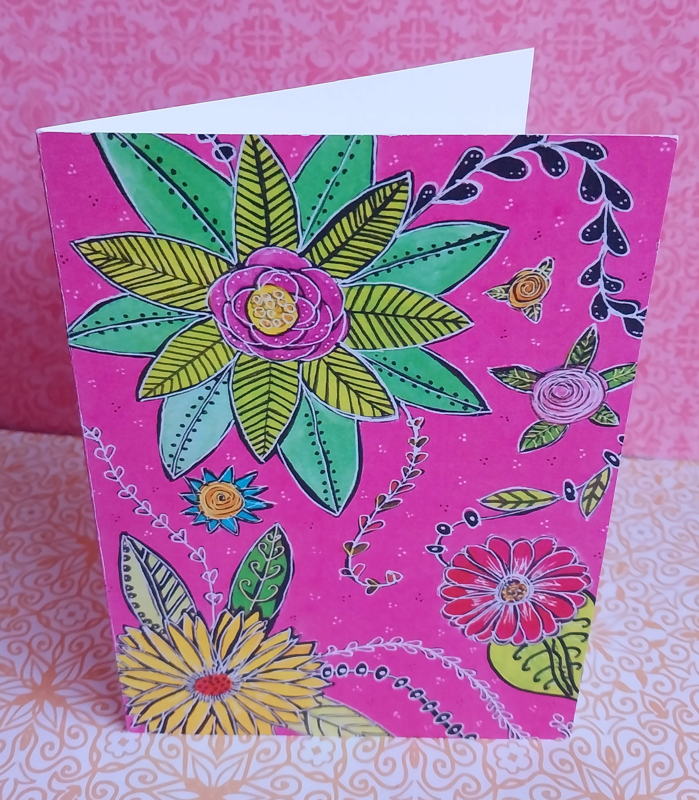 Blooms in Pink Blank Greeting Card