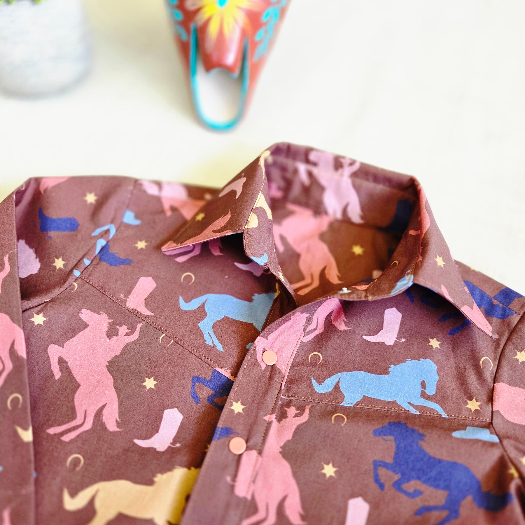 "Little Cowkids" — Western-Rodeo Themed Button‑Up Shirt (Size 5 Years)