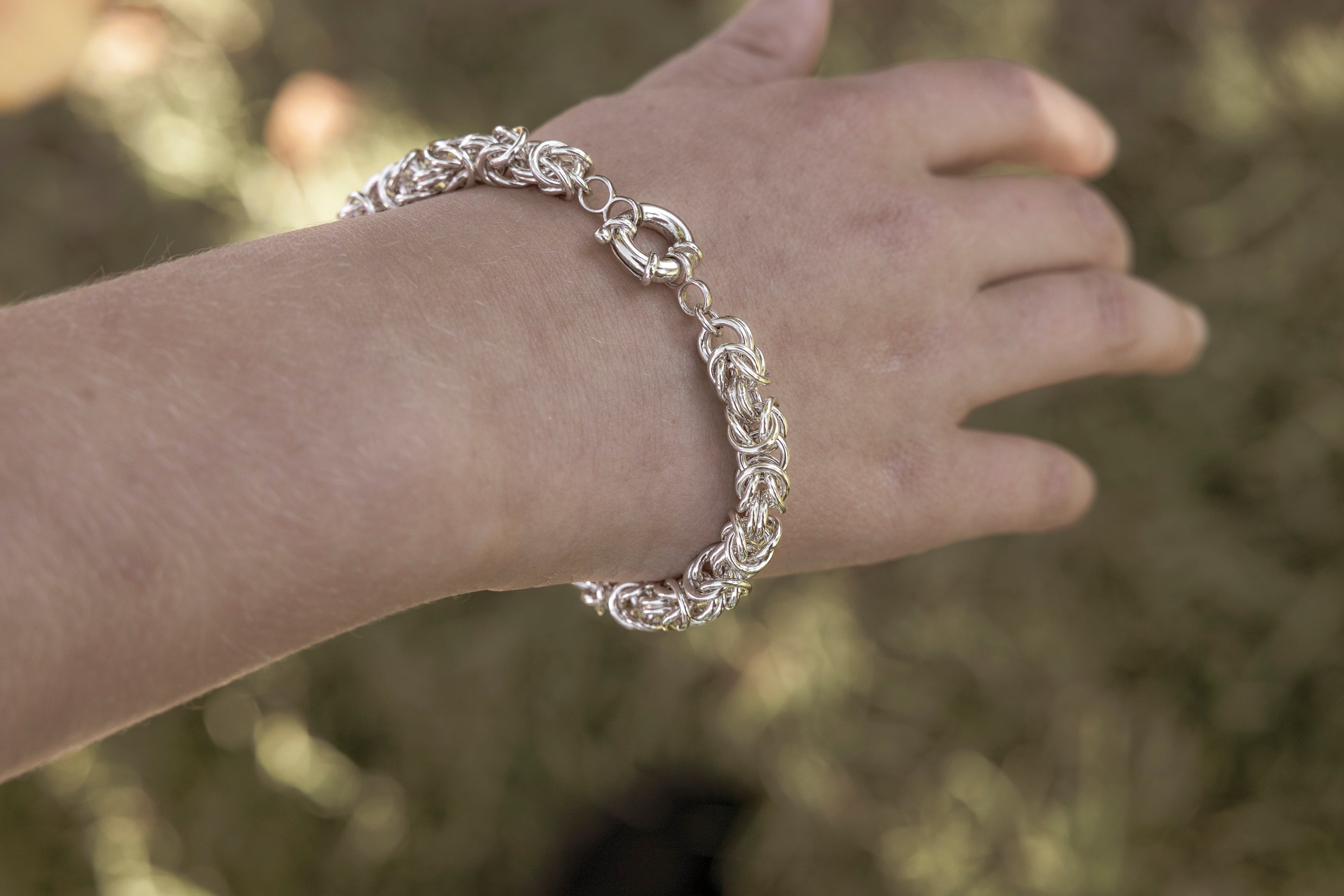 Sterling Silver Byzantine Bracelet 19cm