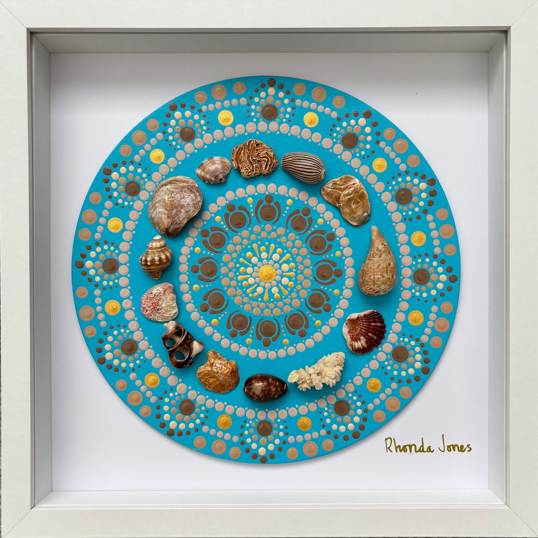 Seabreeze Blue Acrylic Hand-dotted Mandala