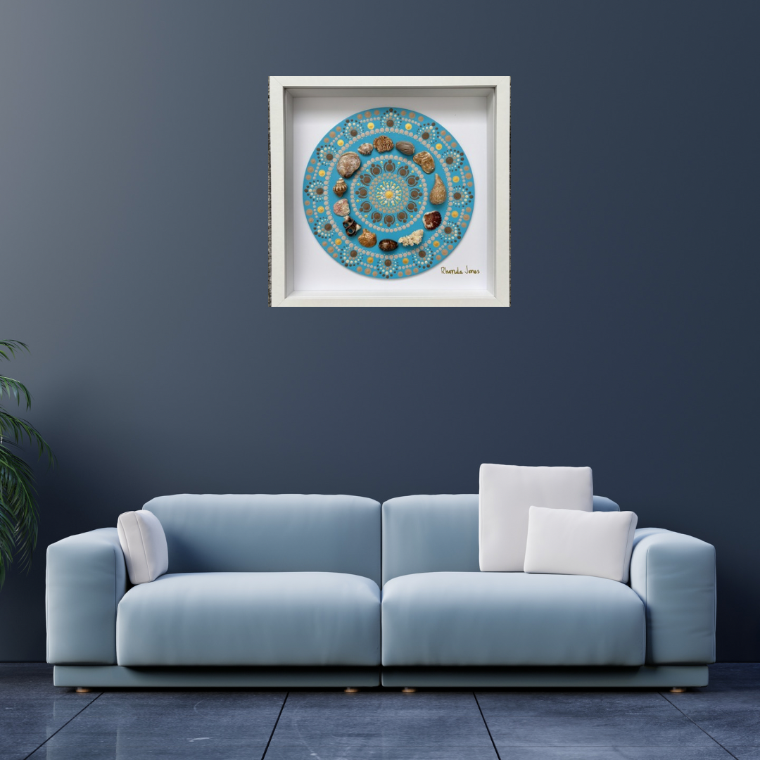 Seabreeze Blue Acrylic Hand-dotted Mandala