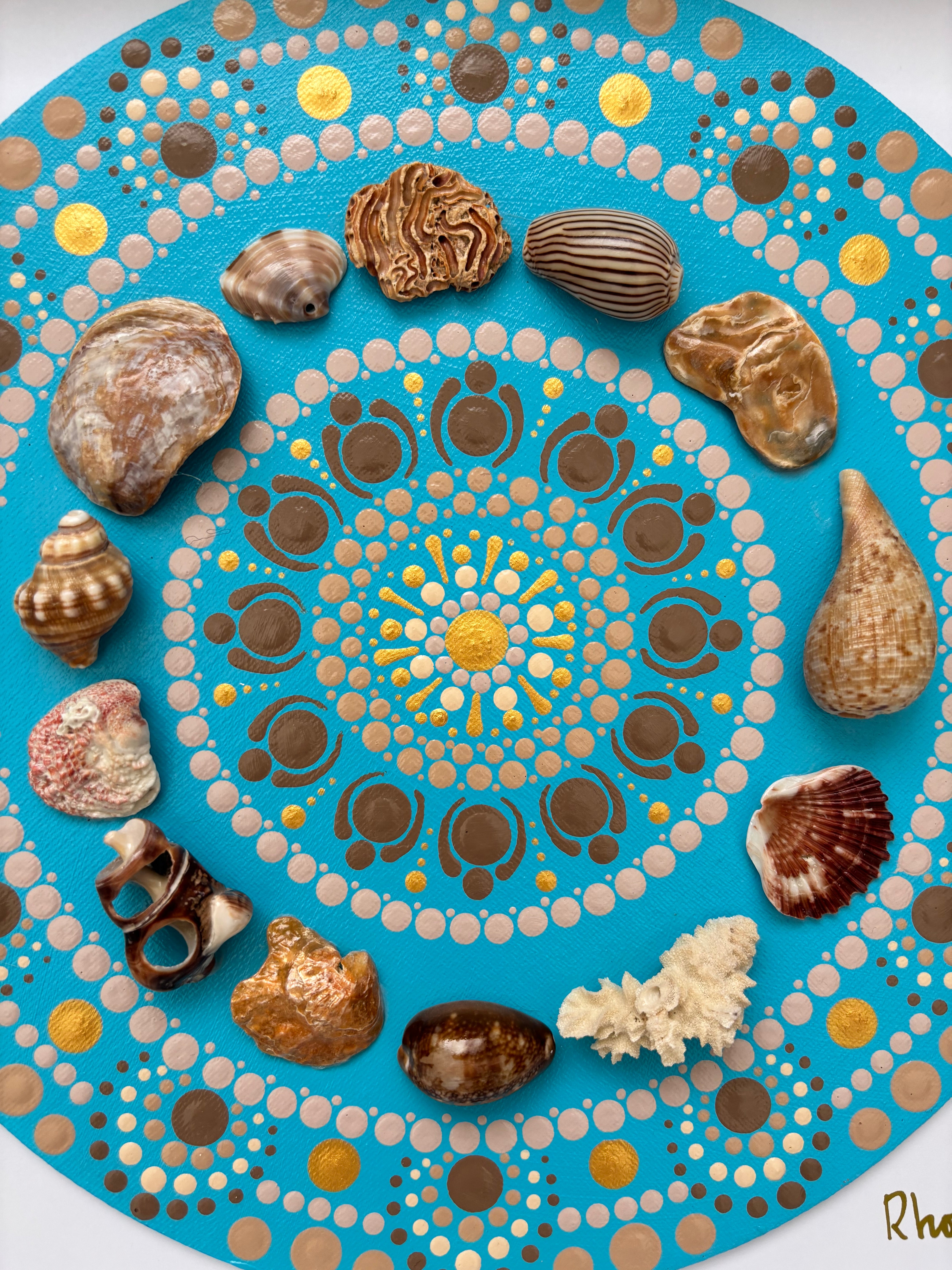 Seabreeze Blue Acrylic Hand-dotted Mandala