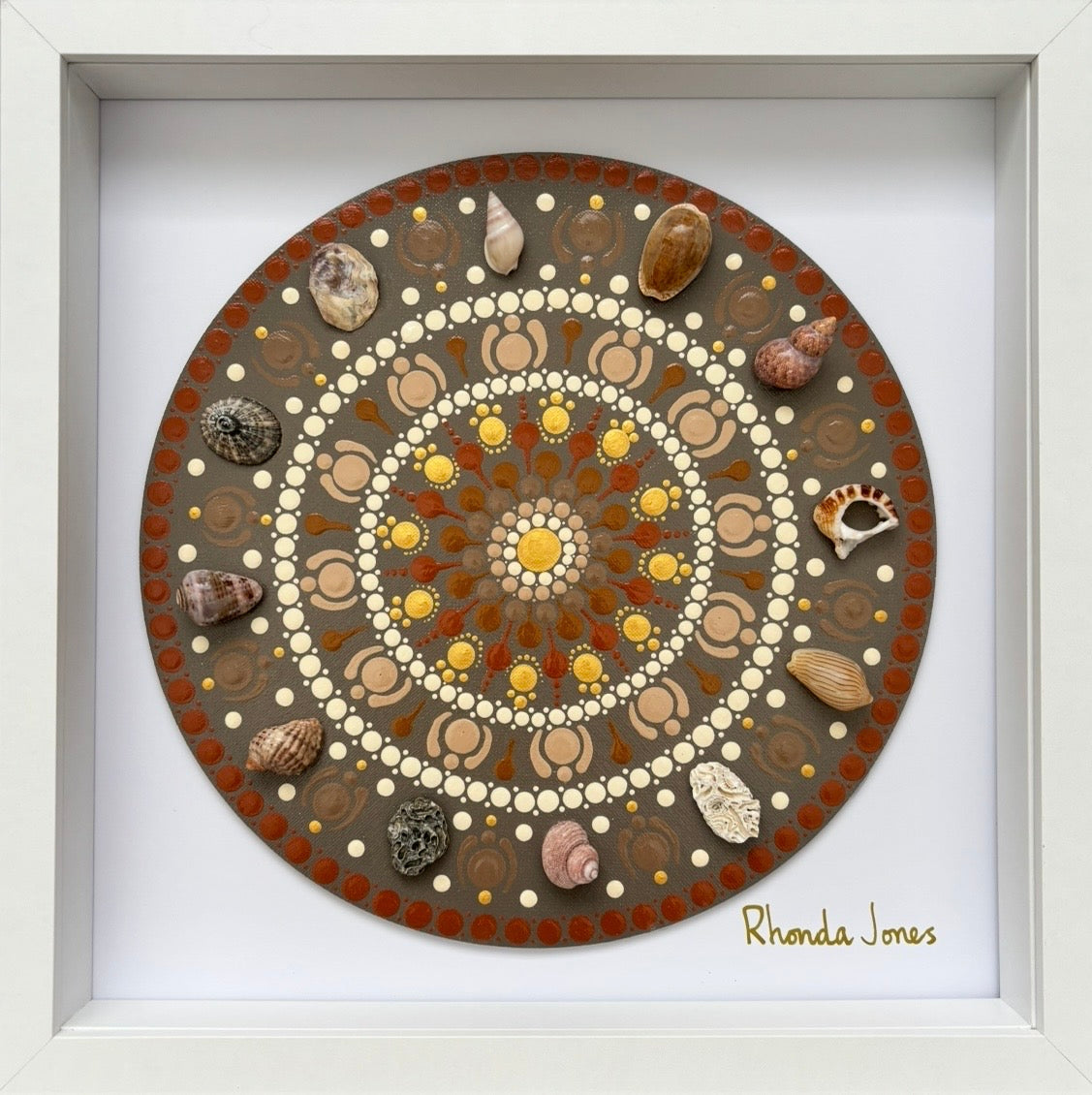 Sea Shells by the Seashore Acrylic Hand-dotted Mandala
