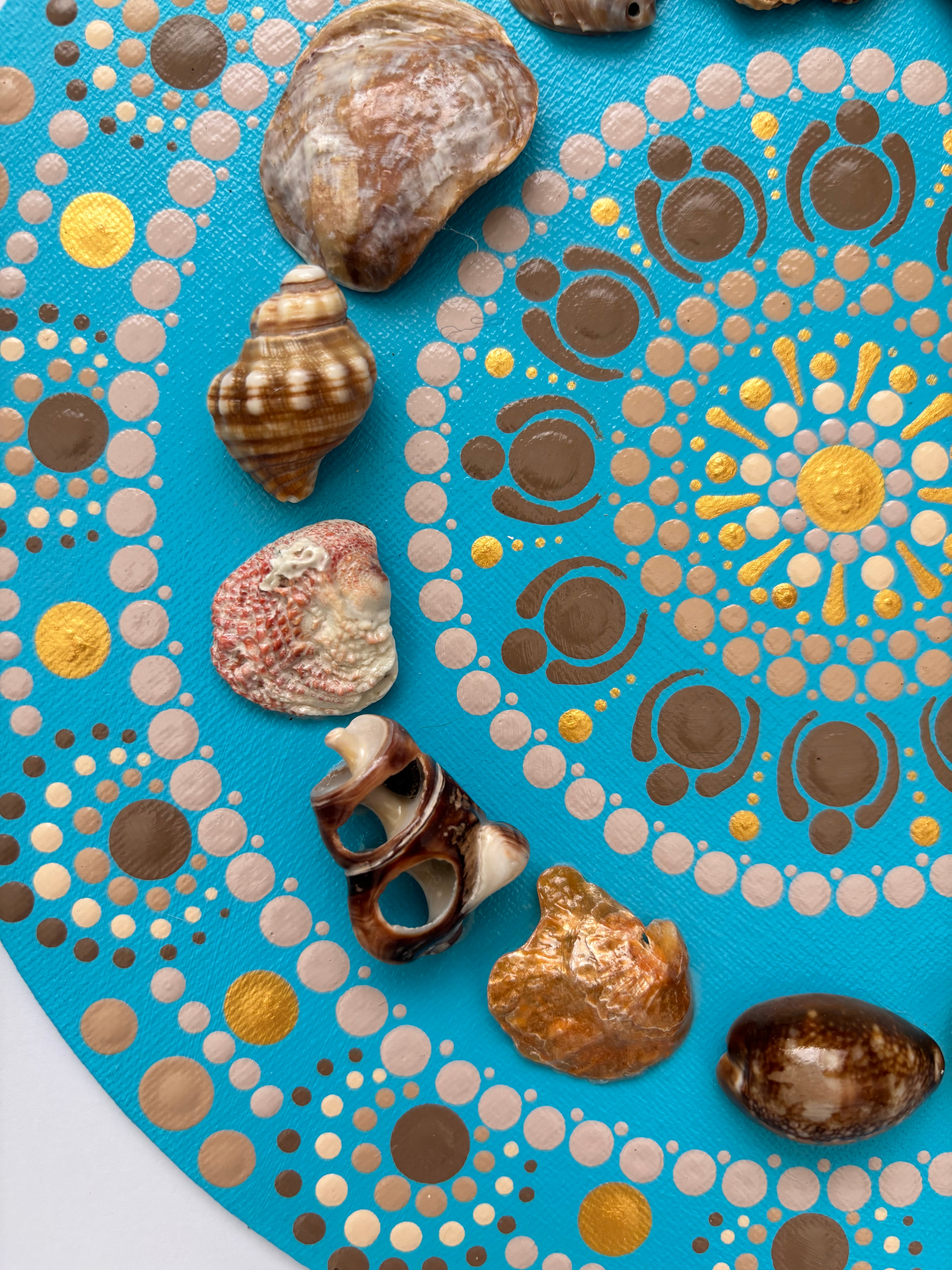 Seabreeze Blue Acrylic Hand-dotted Mandala