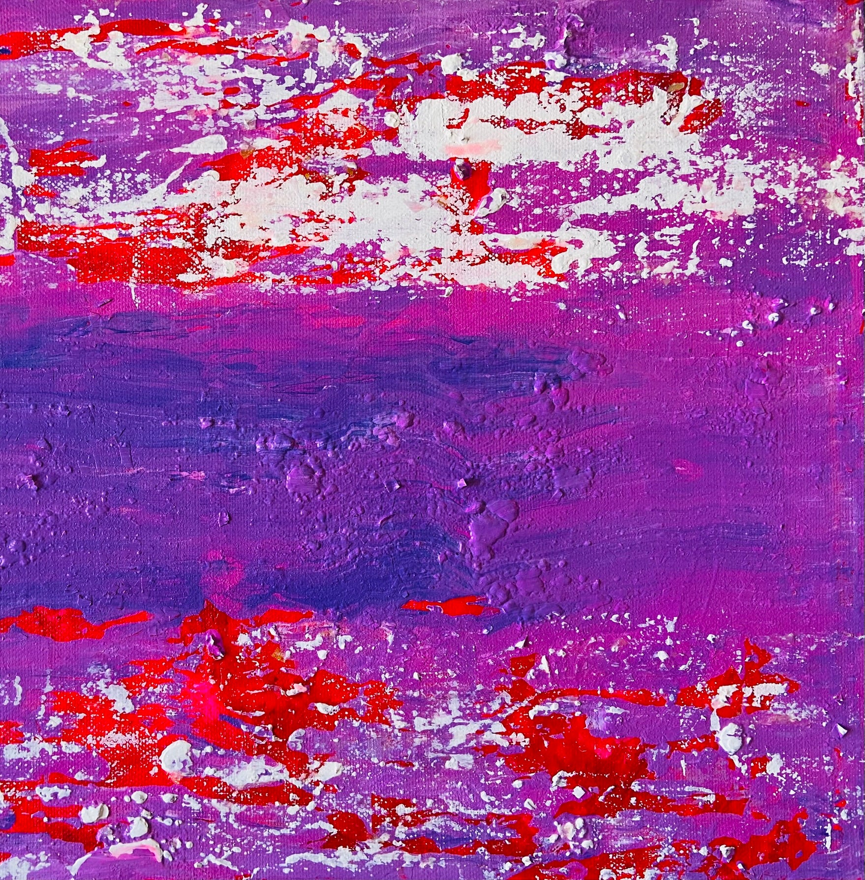 Inverted Abstract Acrylic Canvas Painting: Colorful Wall Art by Margo Humphries (30.5cm)