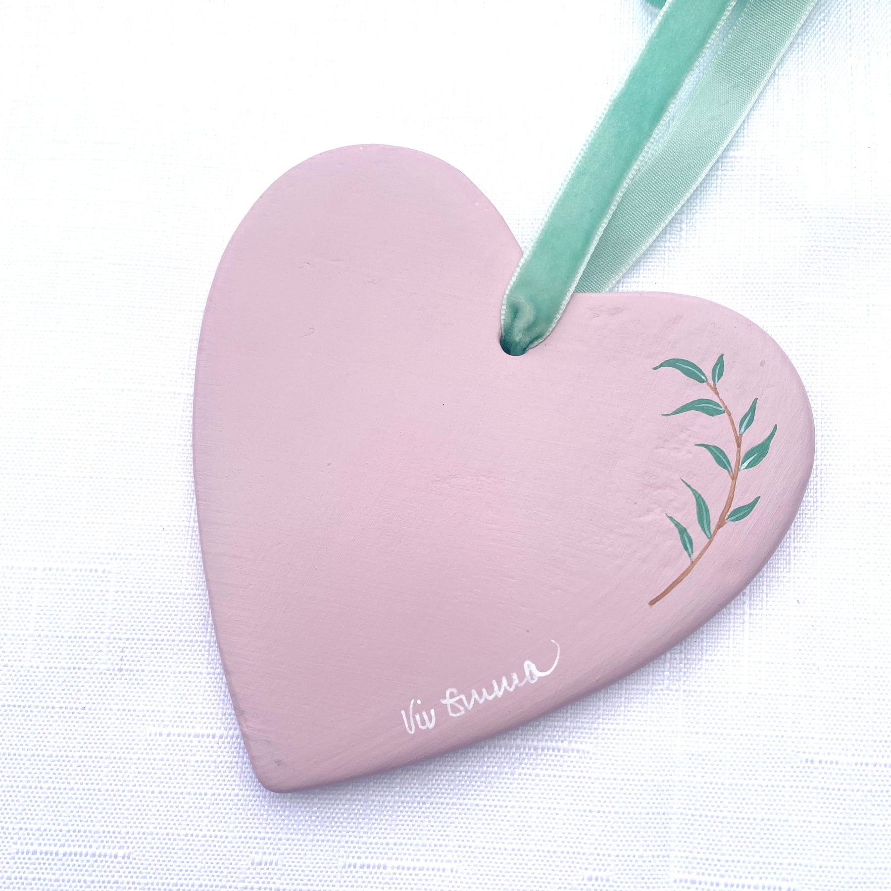 Hand-Painted Ceramic Heart Decoration - Cockatoo Pink