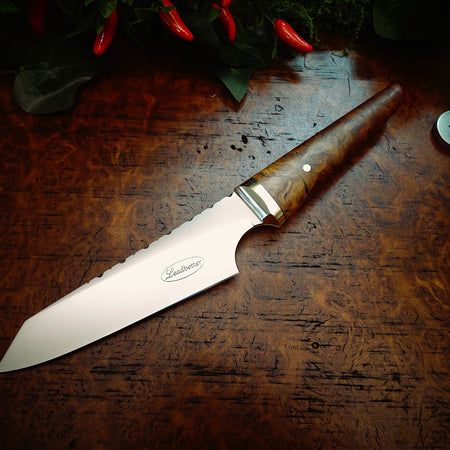 Paring kitchen knife Burl timber, leather sheath