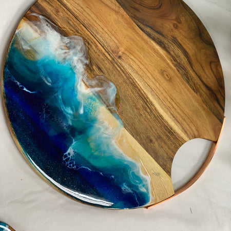 Round serving board | Ocean waves | charcuterie board | Christmas gift | serving board